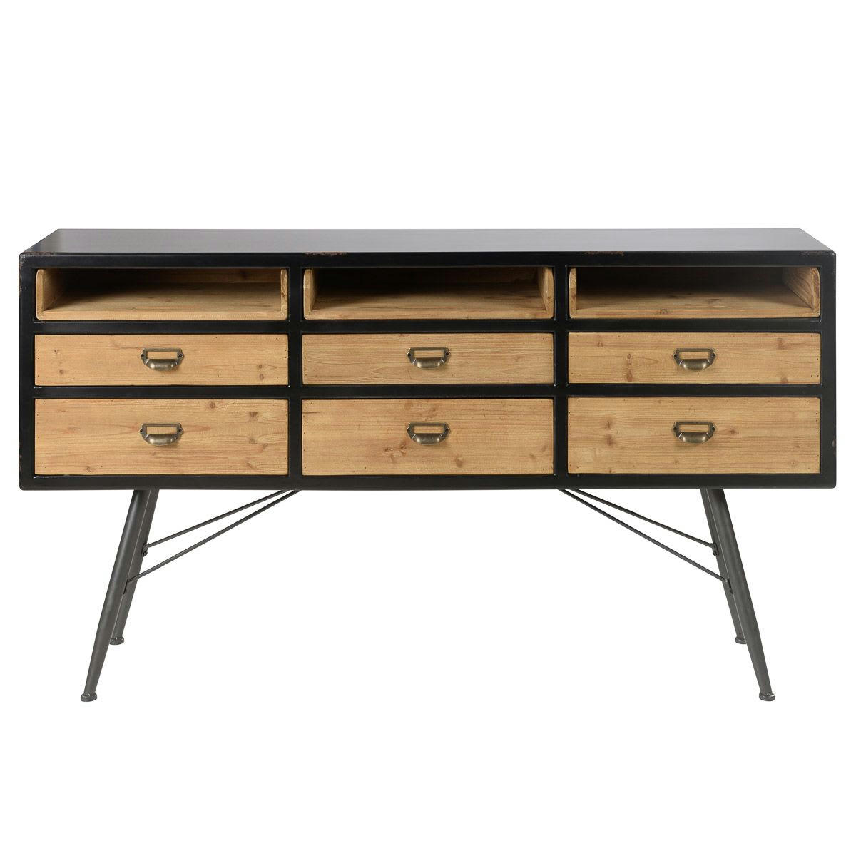 HIGHLAND - Bahut en sapin massif et métal de style industriel