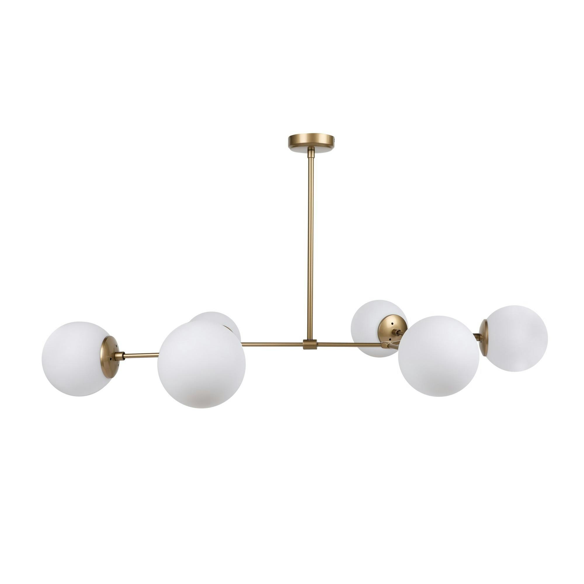 Suspension design dorée 6 globes verre dépoli SIERRE