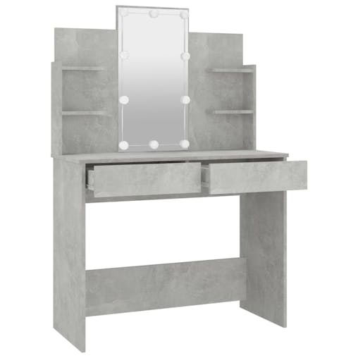 NNEVL Dressing Table with LED Concrete Grey 96x40x142 cm