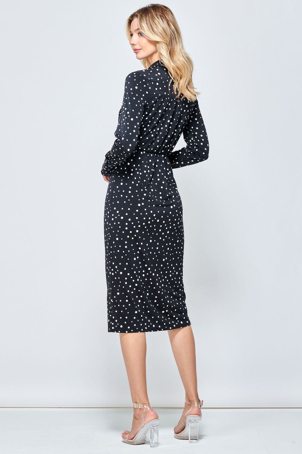Jolie Moi Spot Print Wrap Midi Shirt Dress