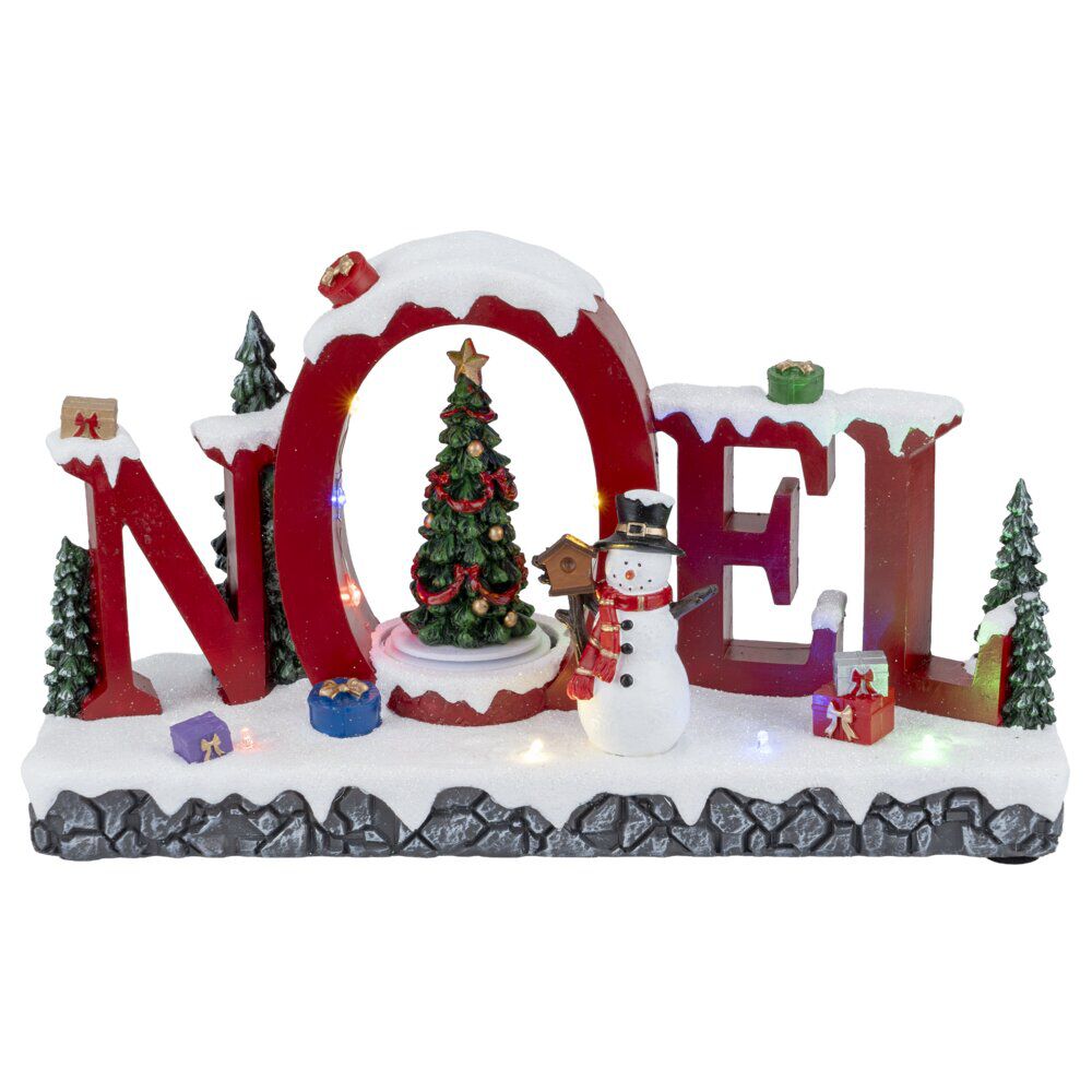 Village No&euml;l lumineux et animé 12 LED scène festive 29,5x10xH16,5cm