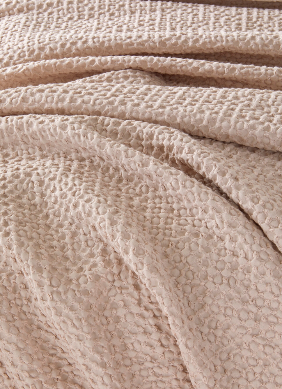 JETÉ DE LIT EN COTON LAVÉ NID D'ABEILLESABLE