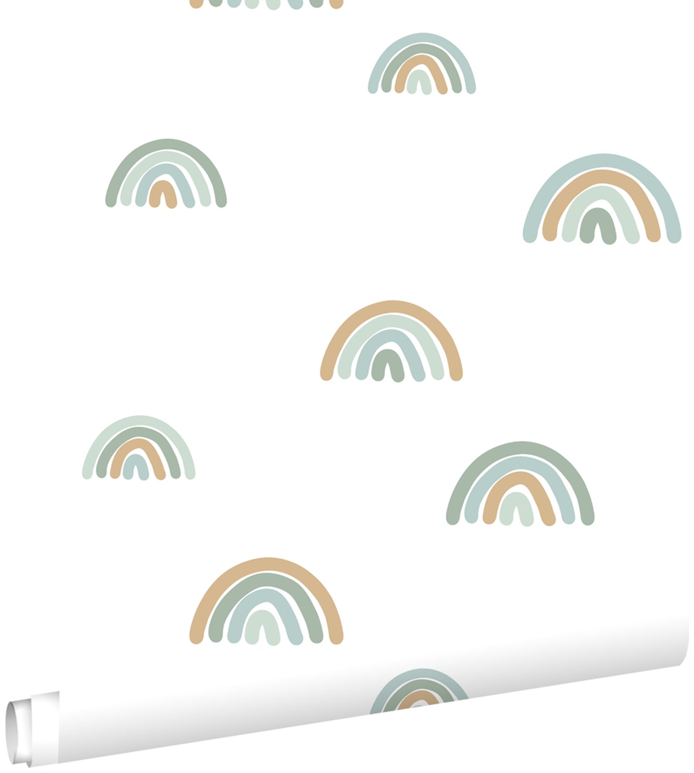 ESTAhome behang regenboogjes vergrijsd mintgroen en vergrijsd blauw - 53 cm x 10.05 m - 139254