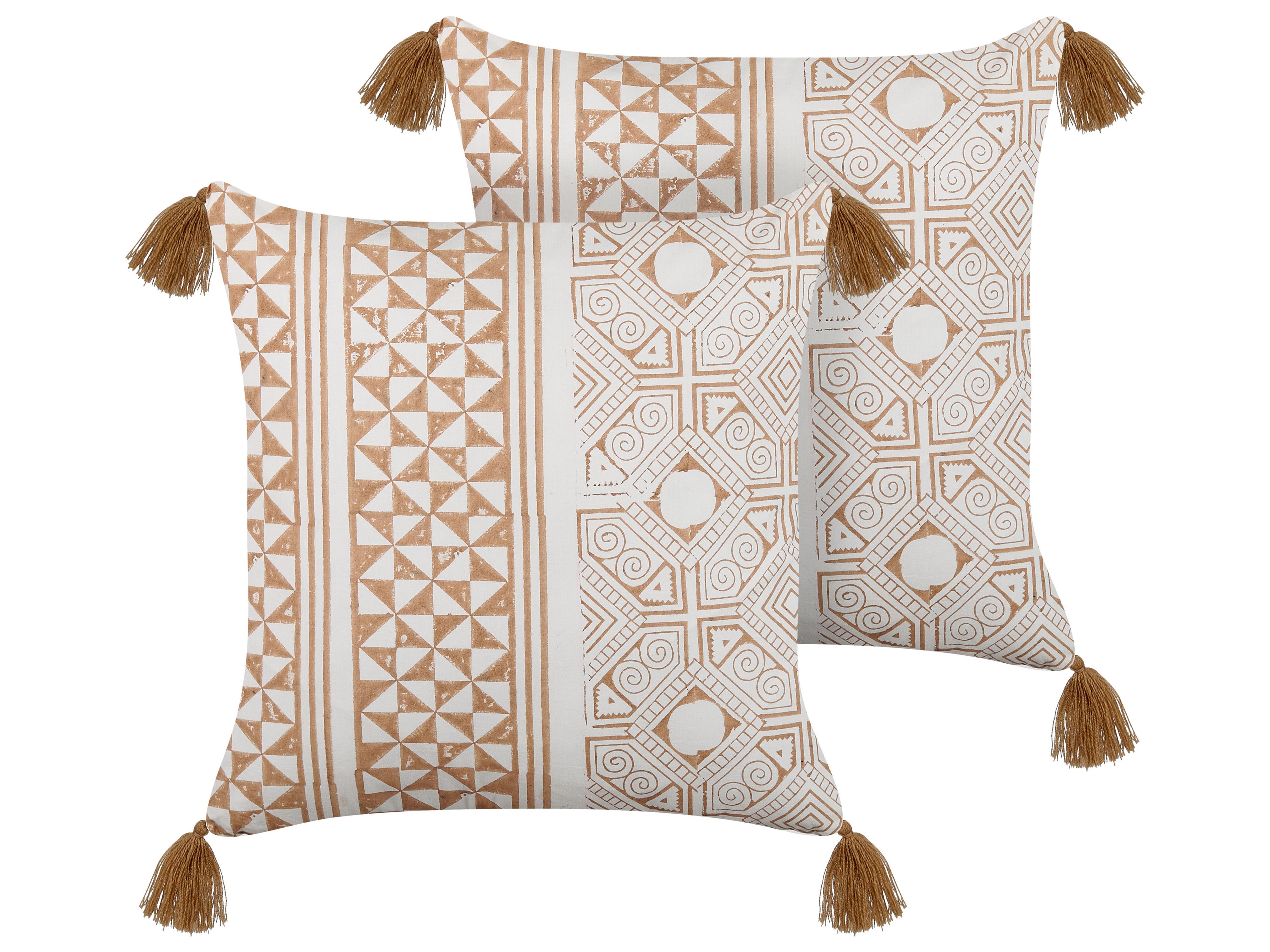 Throw Cushion MALUS Cotton 45 x 45 cm Light Brown Oriental Pattern