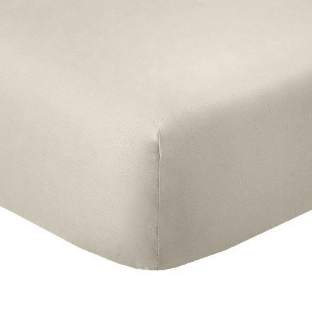 - 2 draps housse 2 places coton beige ivoire 80x200 cm