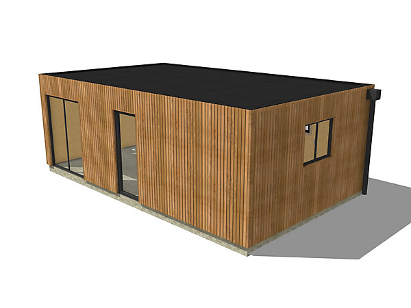 Annexe de jardin bois en bois 7,7 x 4,6 x 2,7 m / menuiseries alu k-line