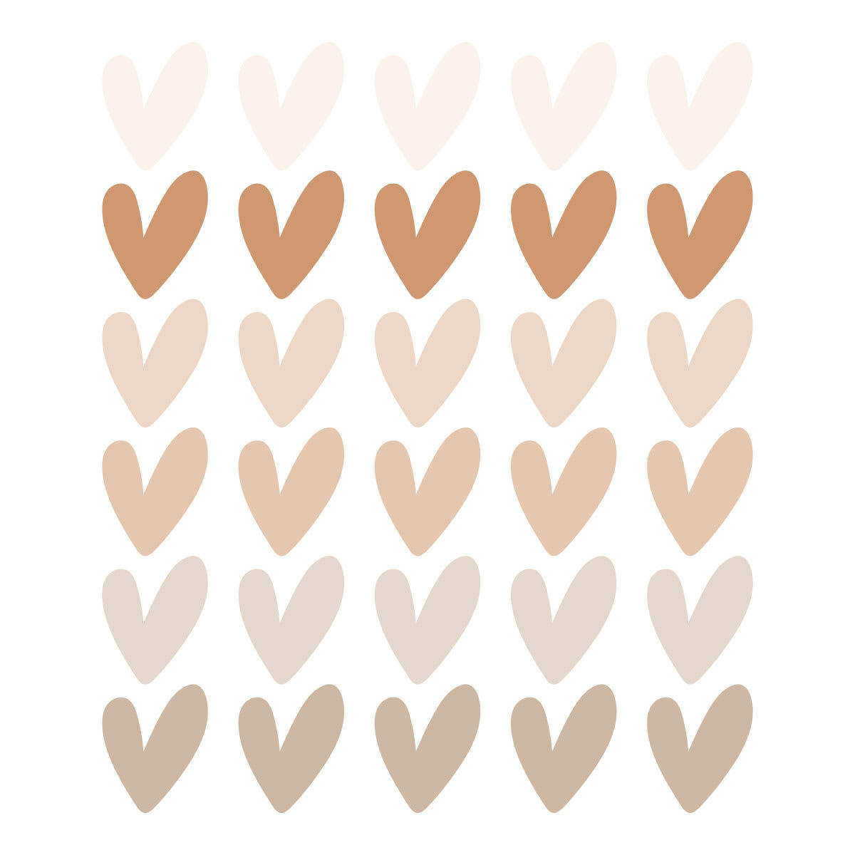 RAINBOWS3 - Stickers mureaux en vinyle petits coeurs marron et beige