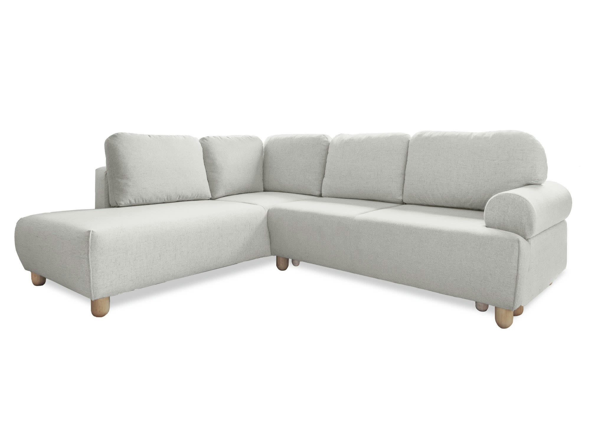 OLLI - Canapé d'angle gauche convertible 5 places en tissu beige