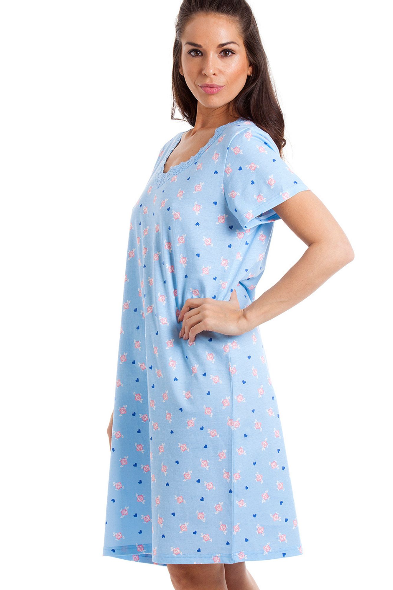Camille Floral and Heart Print Cotton Nightdress
