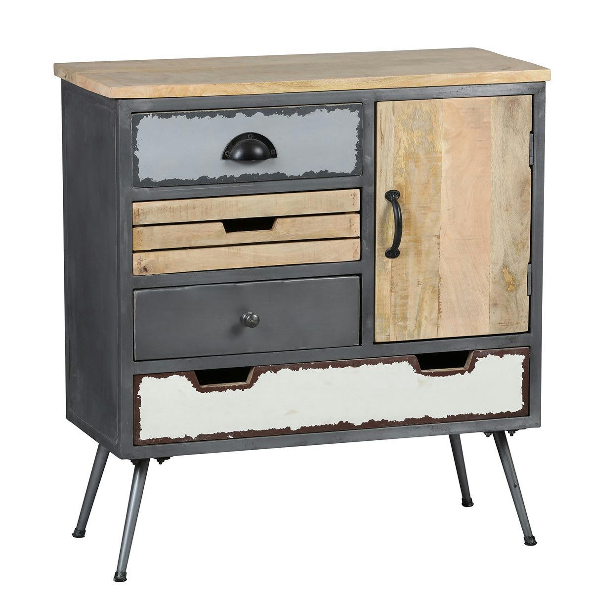 STAHL - Meuble  de rangement 1 porte 4 tiroirs