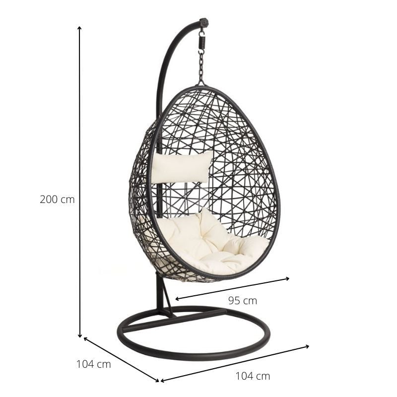 Hangstoel swing met standaard - zwart - &Oslash;104x200 cm