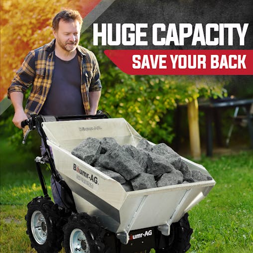 NNEMB 6.5HP Mini Dumper Power Barrow Petrol-Powered with Galvanised Bucket