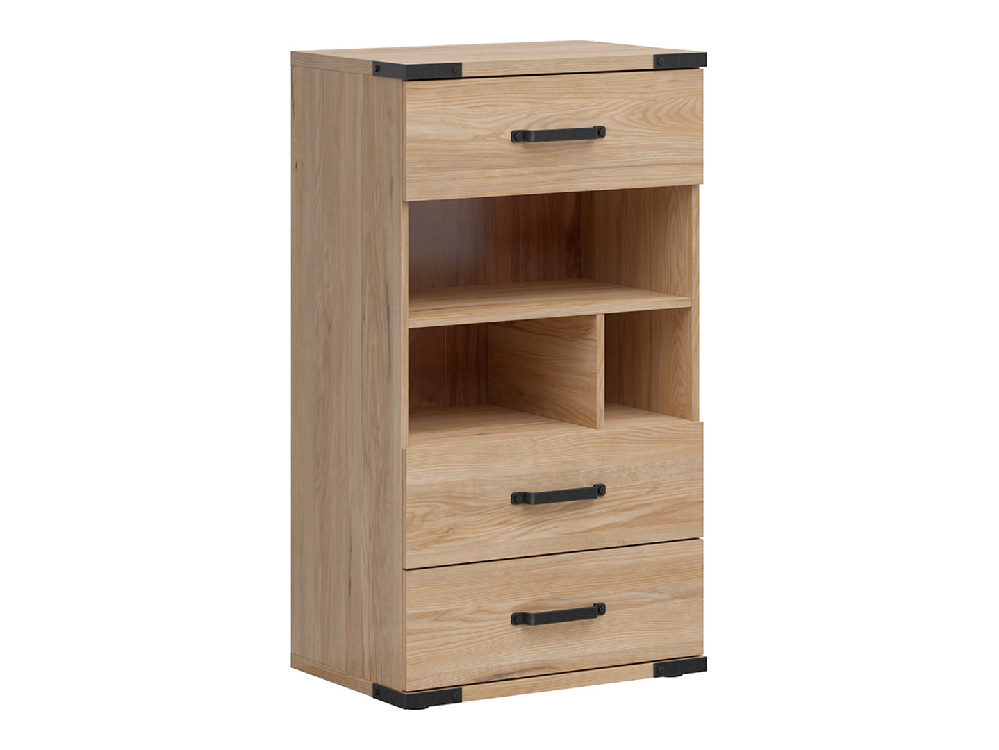 Komoda Lara 60 cm z 3 szufladami i półkami jesion belarus