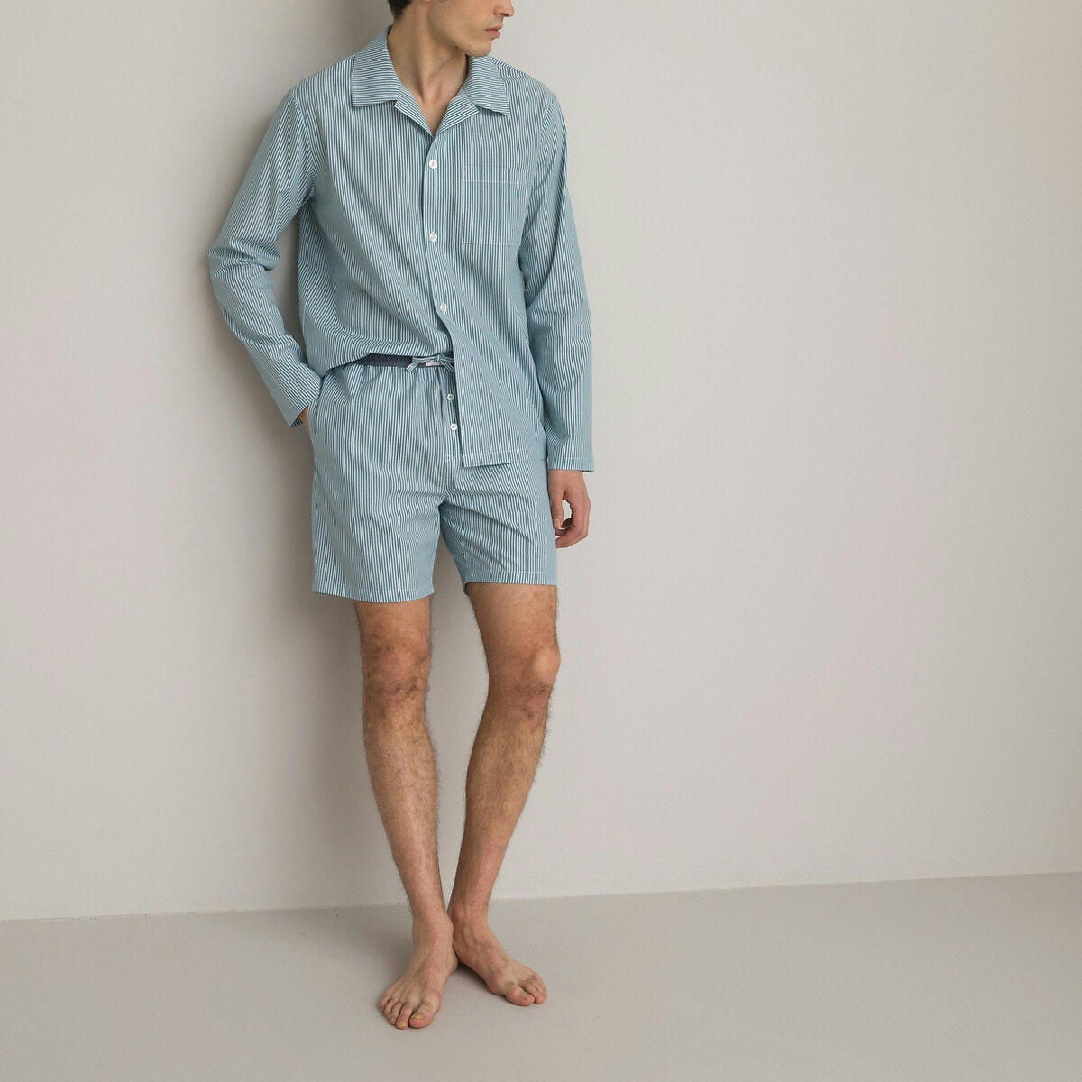 Pyjashort imprimé rayé manches longues