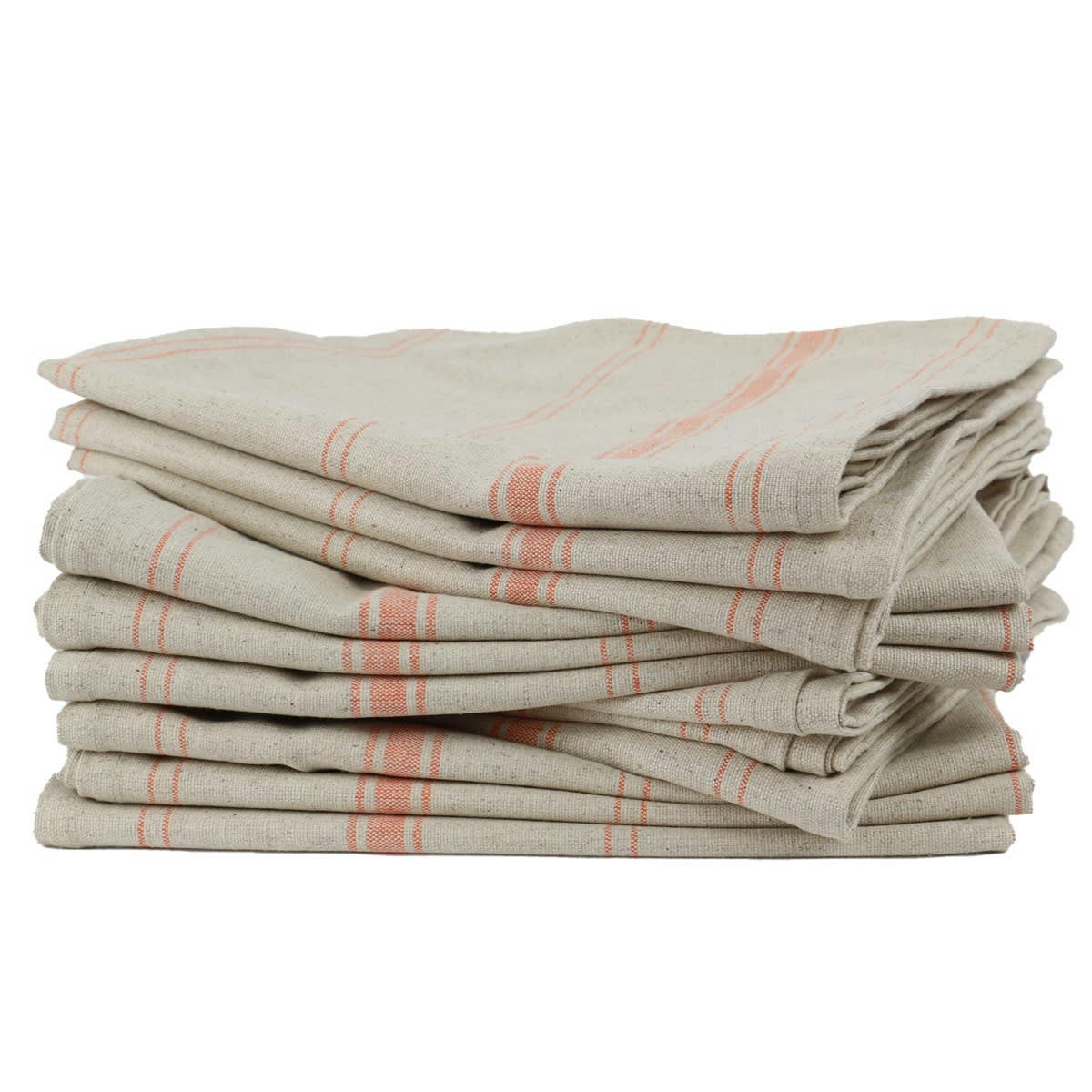 BRASSERIE - Lot de 12 Torchons en Lin Orange
