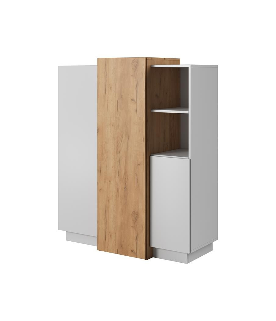 Funkcjonalna komoda 3D WOOD / biały mat   dąb craft złoty