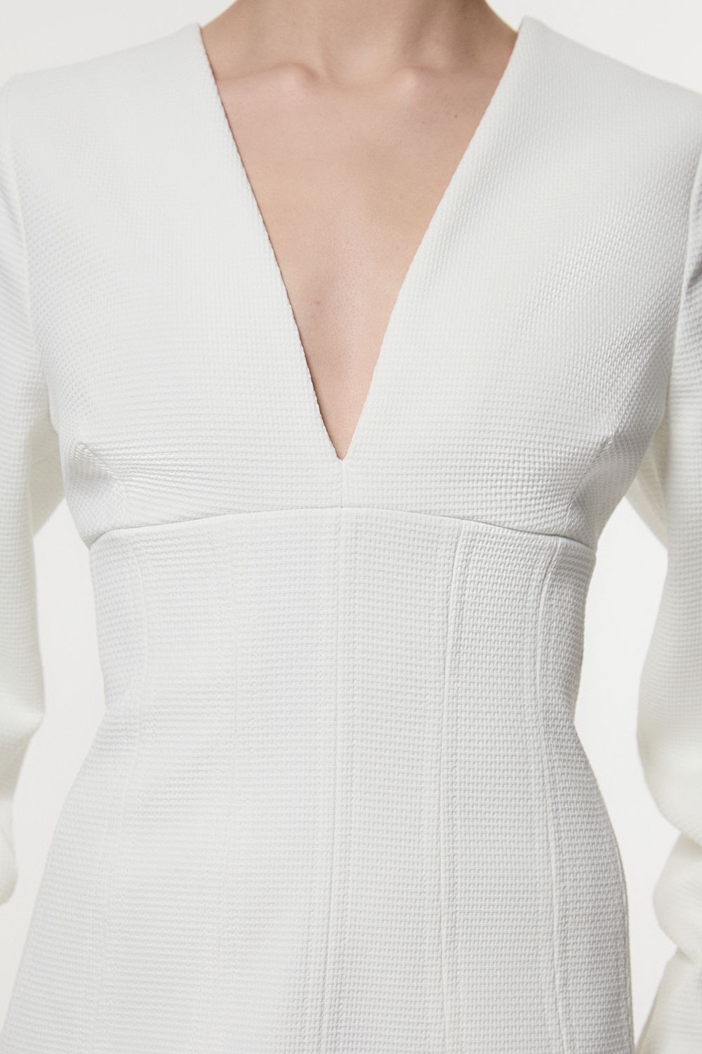 KarenMillen Textured Tailored Dropped Waist Sleeved Midaxi Dress