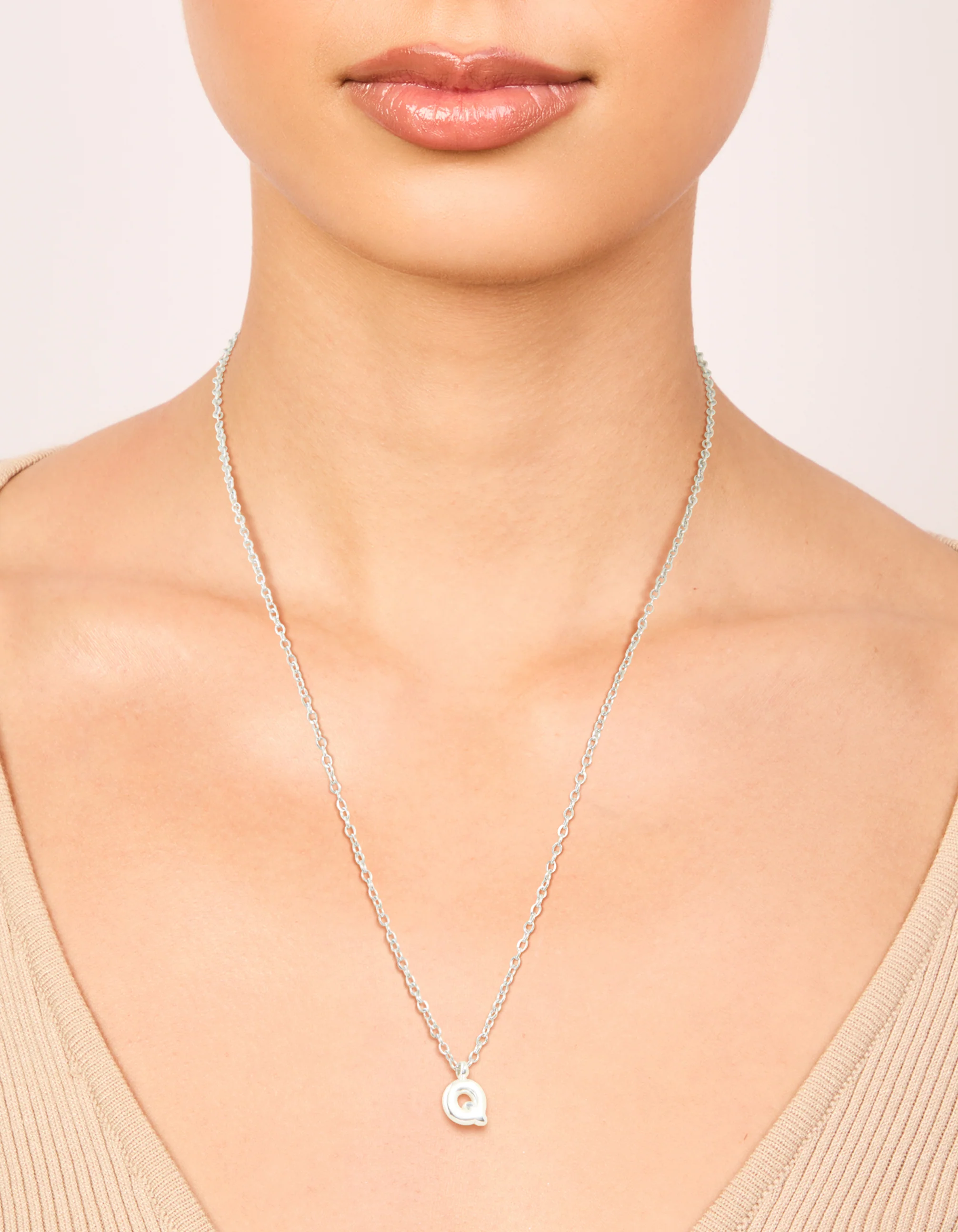 Waterproof Stainless Steel Mini Bubble Letter Q Necklace