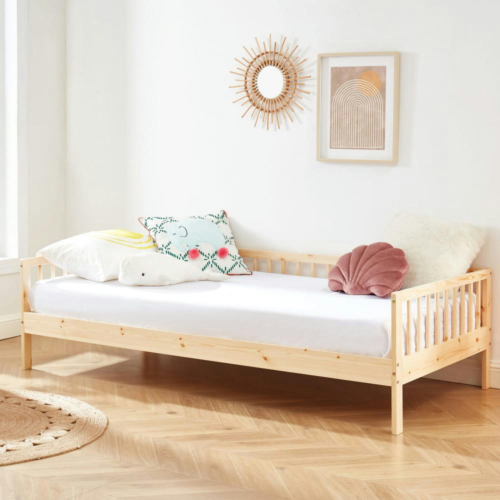 SASHA - Cadre de lit pour enfant en bois massif 90x190cm bois clair