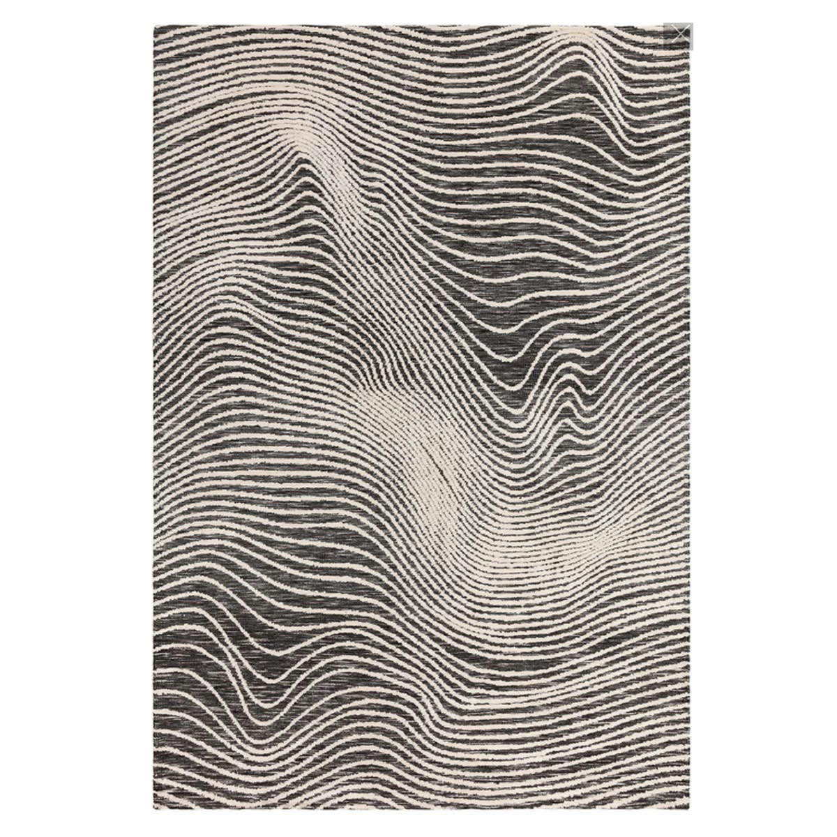 MASSY - Tapis de salon en polyester noir 200x290 cm