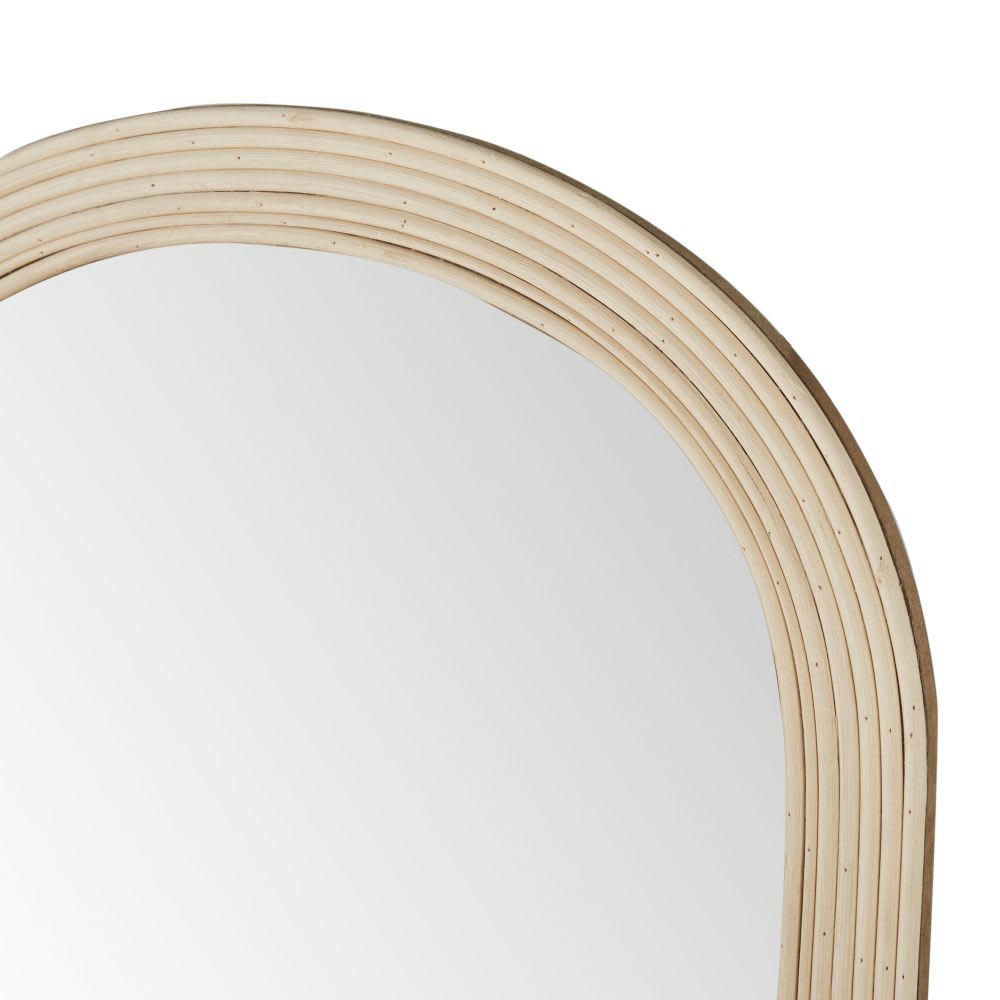 OIA - Patère 3 crochets en rotin avec miroir et petite étagère