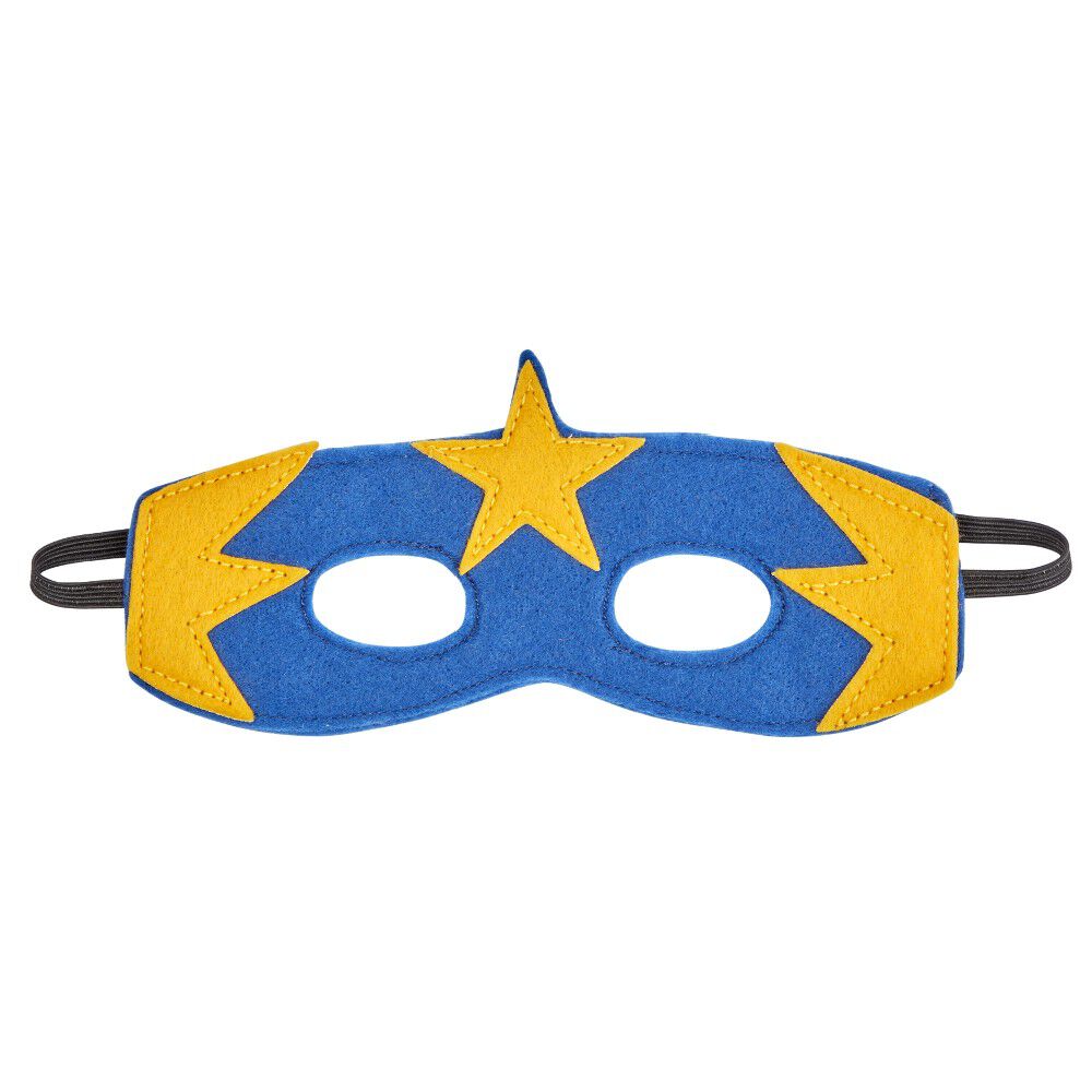 Masque Super Héro bleu motifs étoiles jaunes