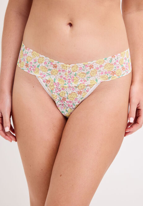 Womens 3pk Pink Floral Lace Thongs