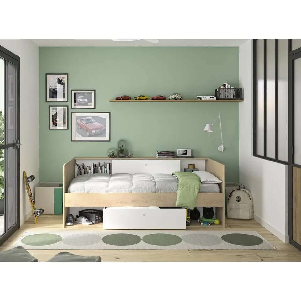 Kinder- en tienerbed met opbergruimte Alicia - 90 x 200 cm - Chataignier-design