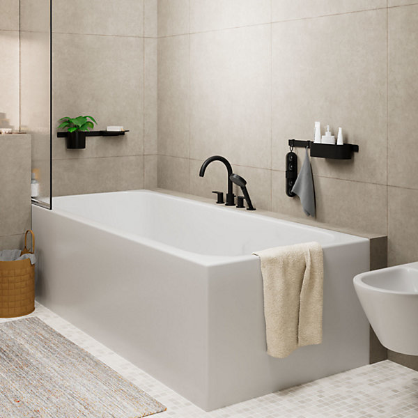 Mélangeur bain douche 4 trous HANSGROHE Vernis Blend noir mat   corps d'encastrement