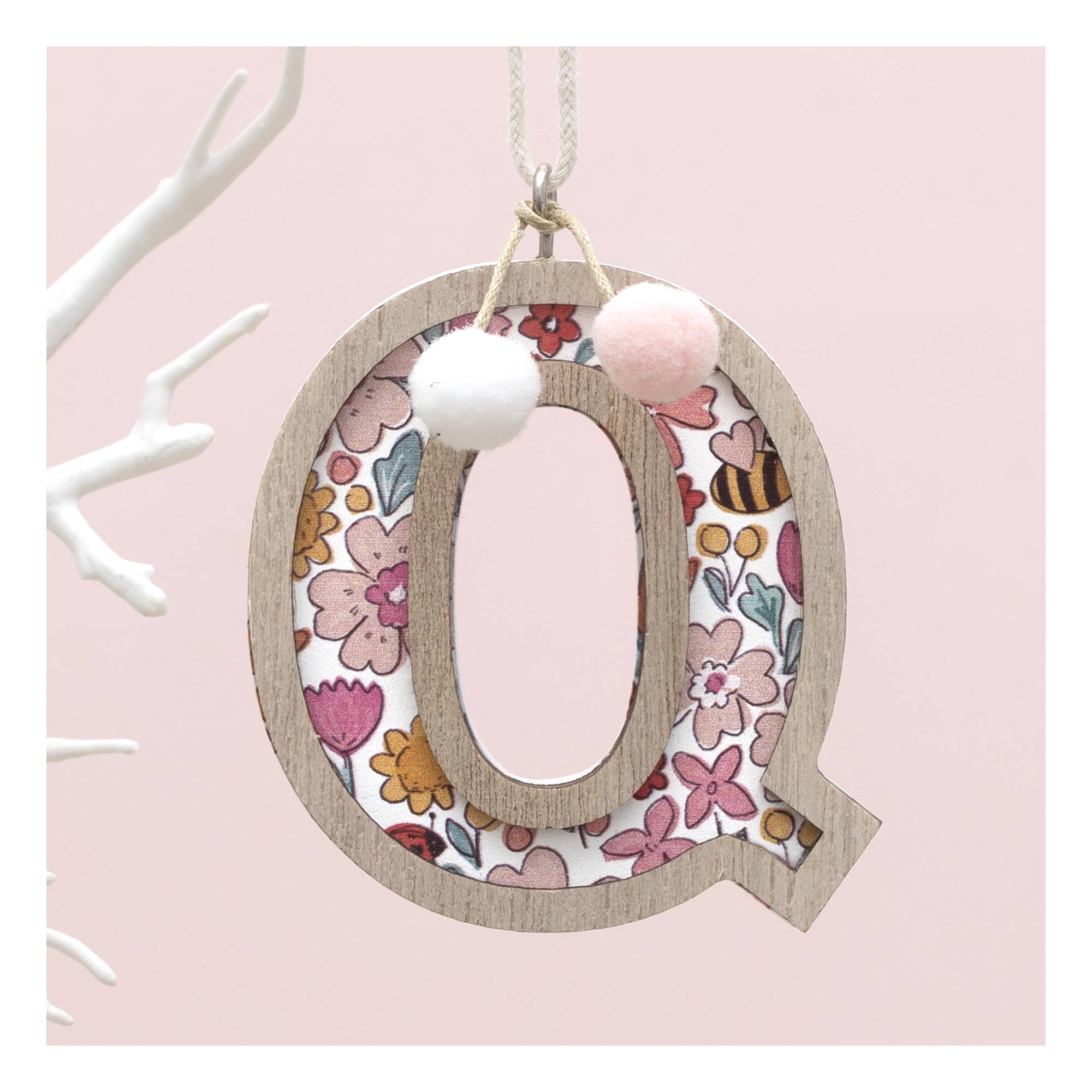 Hanging Wooden Letter Q 7.5cm