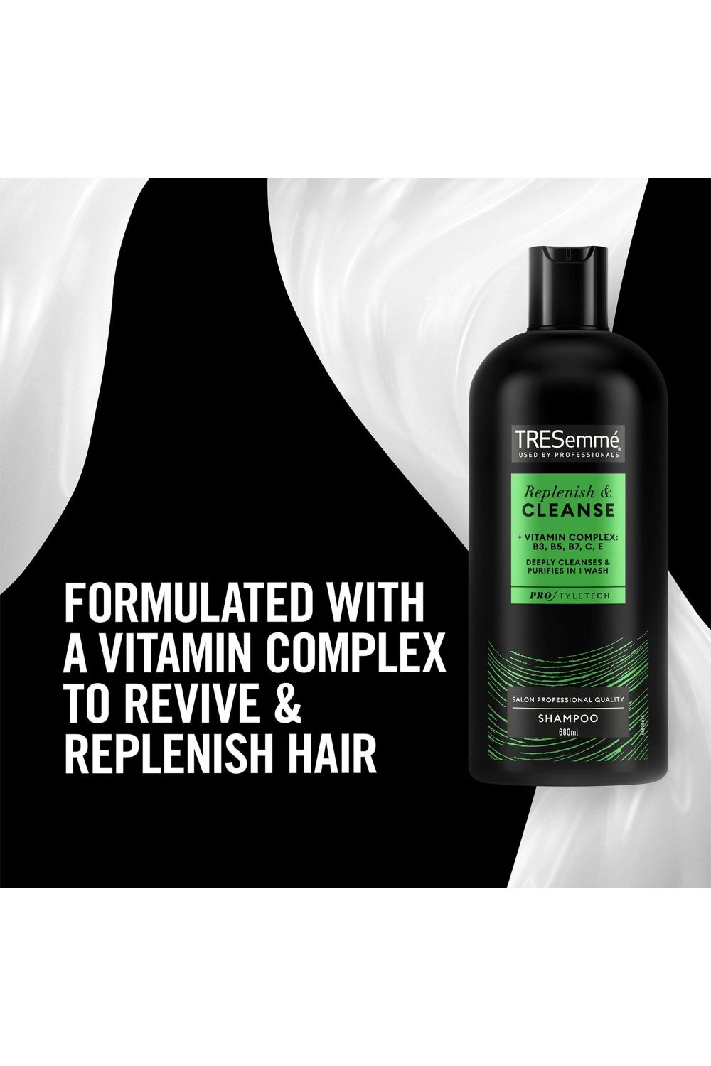 Tresemme Shampoo' Replenish & Cleanse with Vitamins Complex B, C & E, 680ml