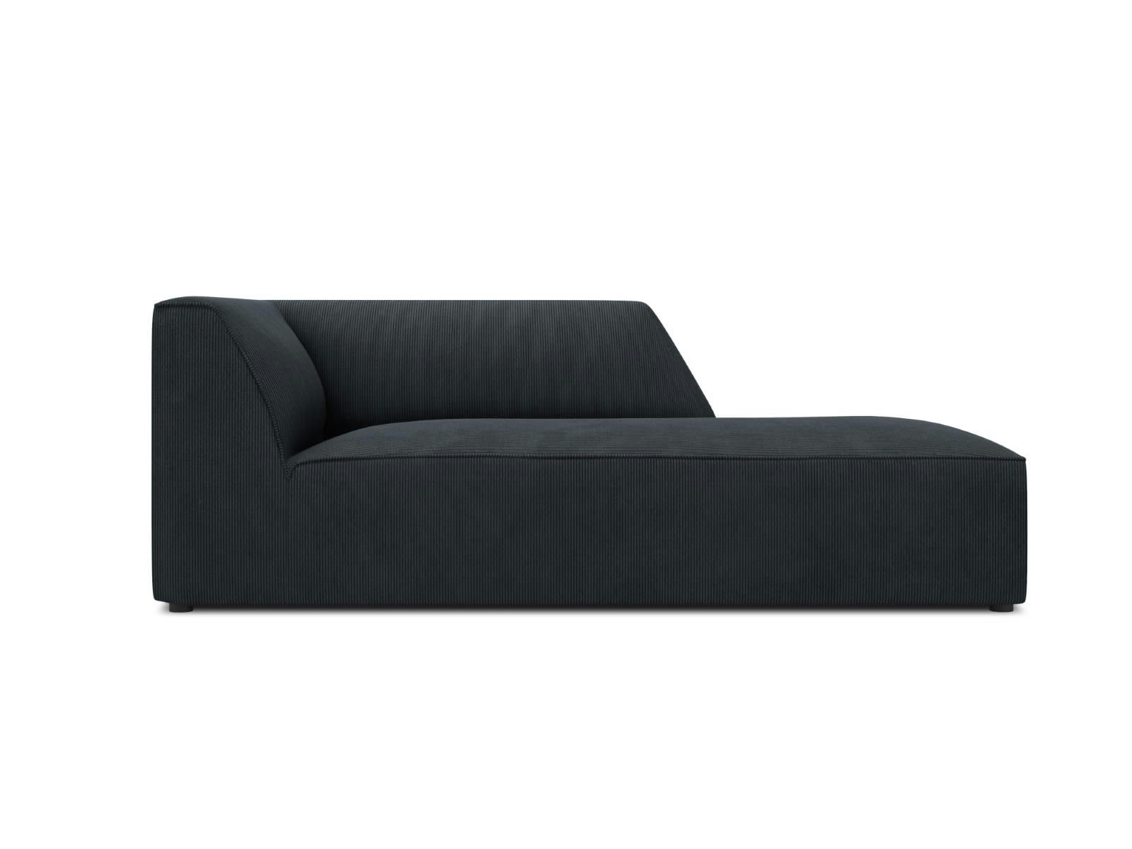 RUBY - Méridienne droite 1 place en tissu velours côtelé noir