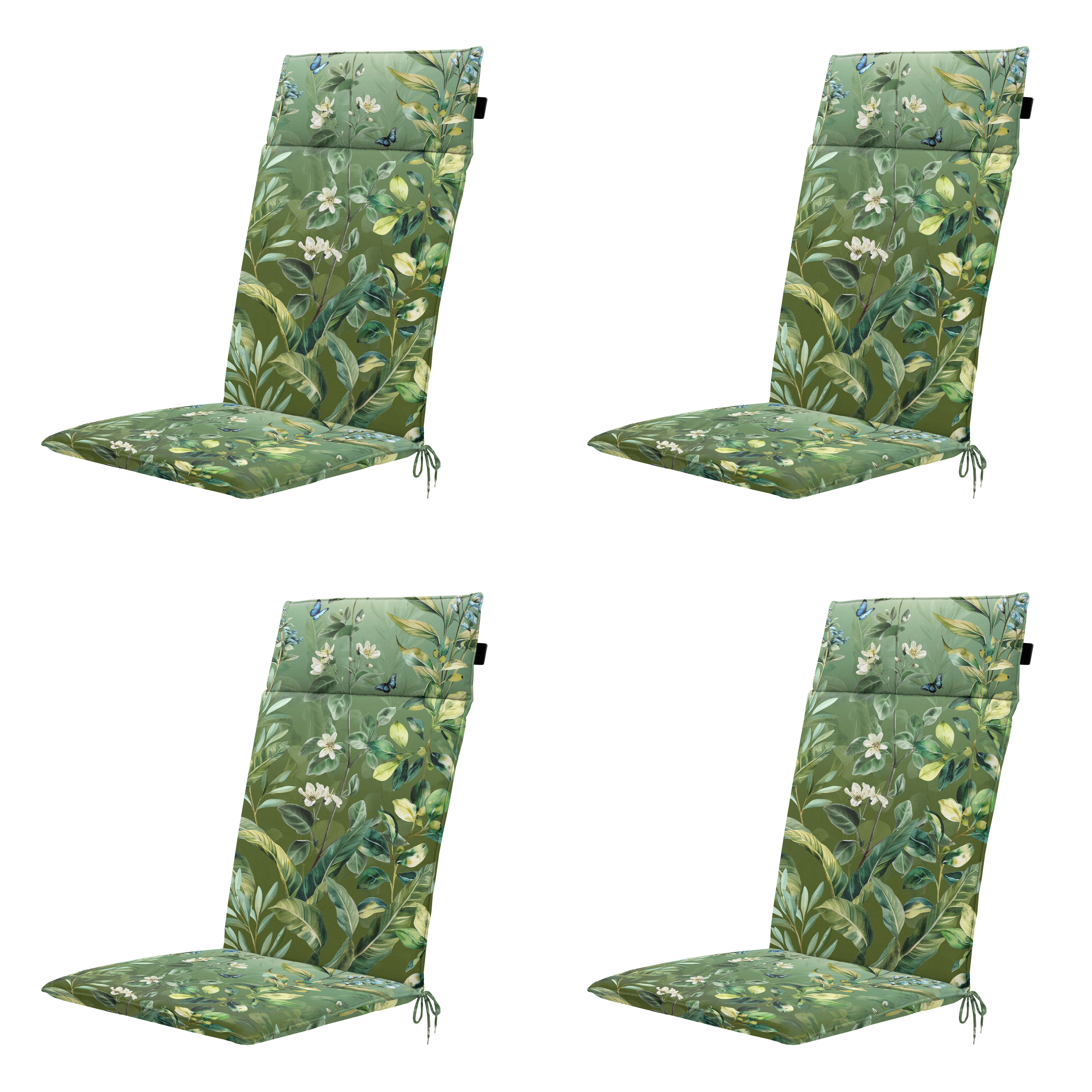 Madison tuintstoelkussen hoge rug Elisa - groen - 120x50x4cm - set van 4