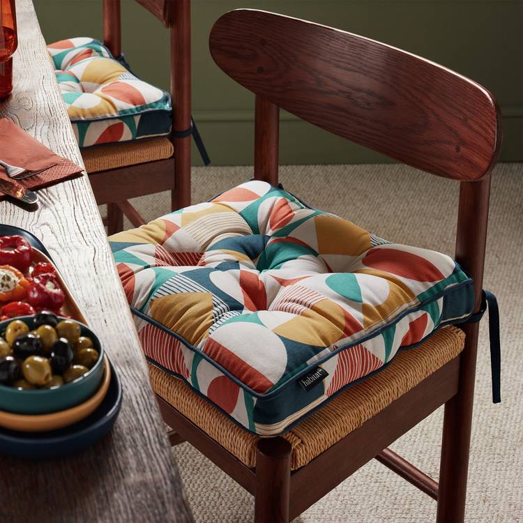 Habitat Geo Pack of 2 Seat Cushions - Multicoloured
