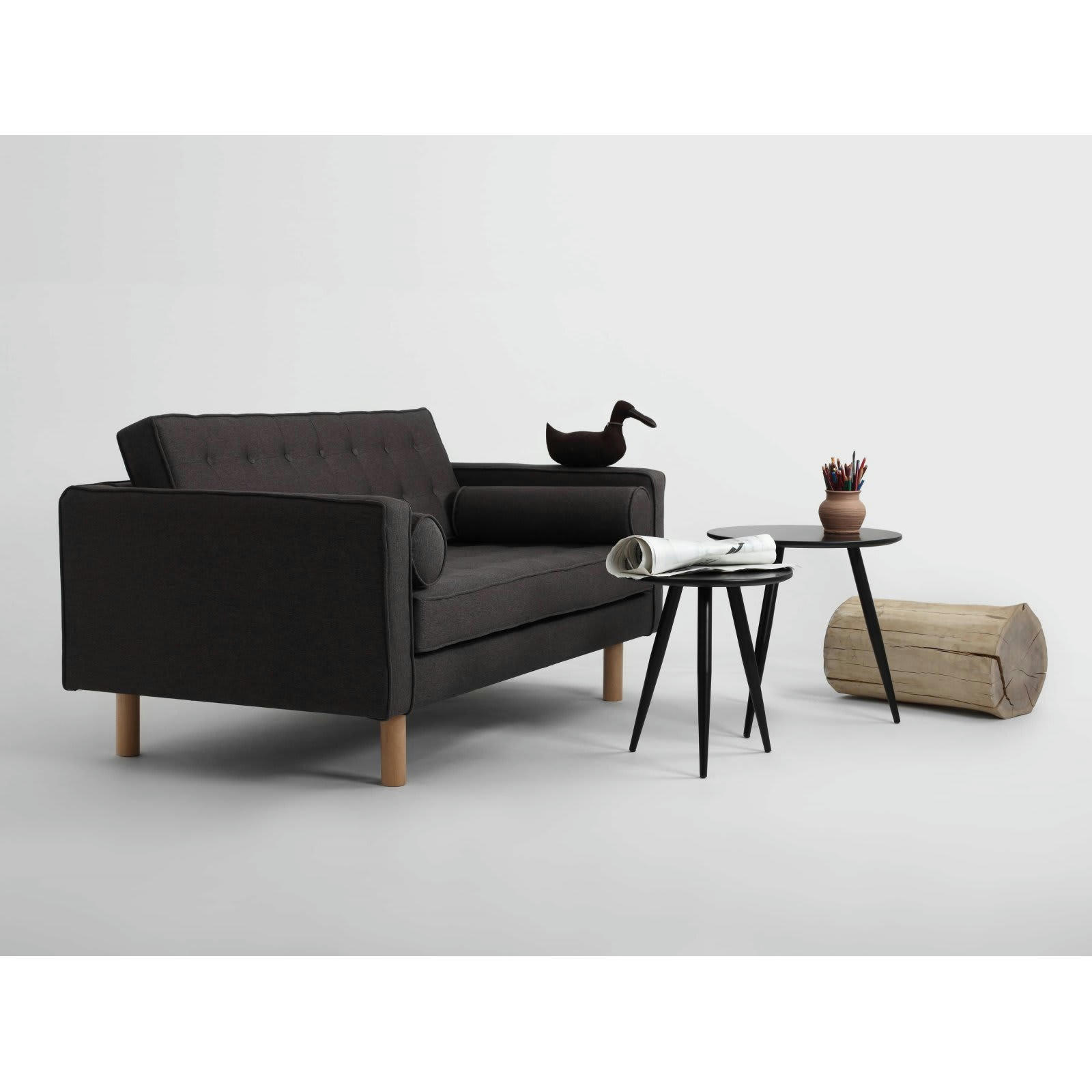 TOPIC WOOD - Canapé lit Tissu Gris H. assise 45 cm rembourré