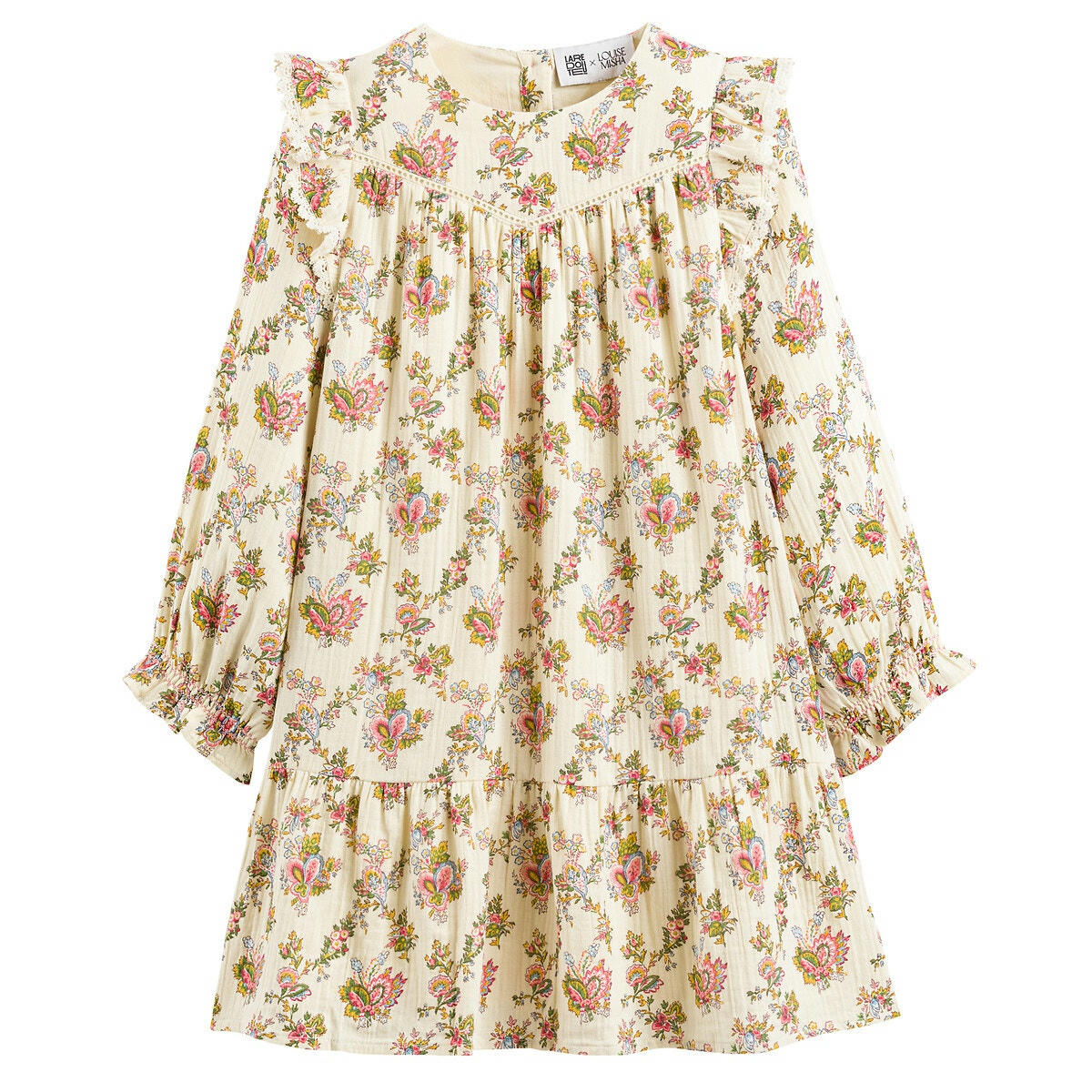 Robe manches longues en double gaze imprimé floral