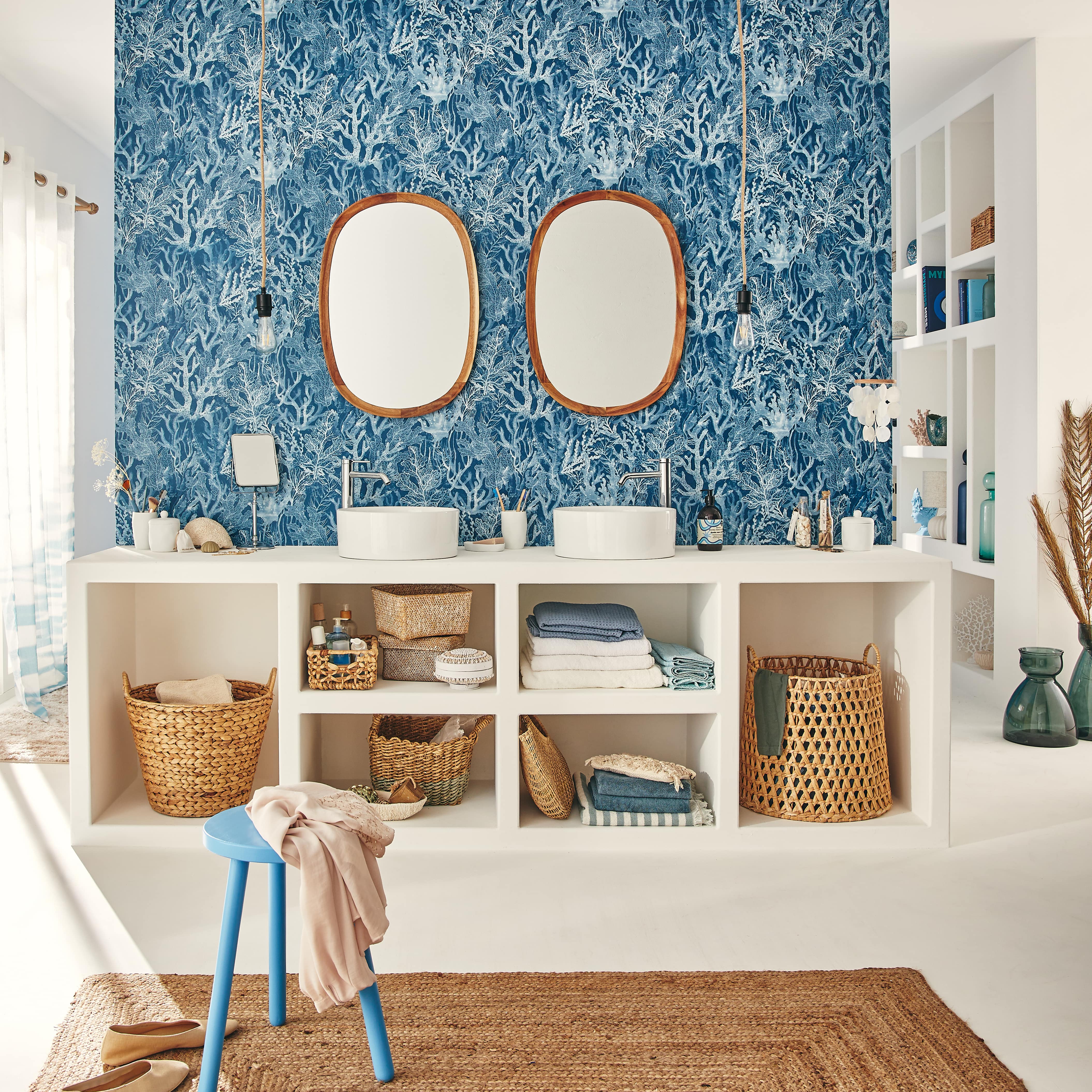 4MURS Papier peint intissé CORALS coloris bleu marin