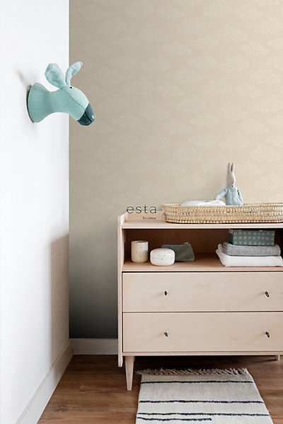 ESTAhome papier peint petits nuages beige 53 cm x 10.05 m