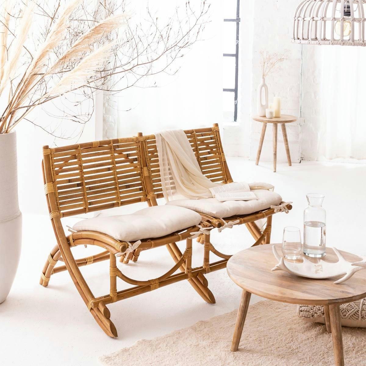 MAYEUL - Canapé en rotin marron 113 cm