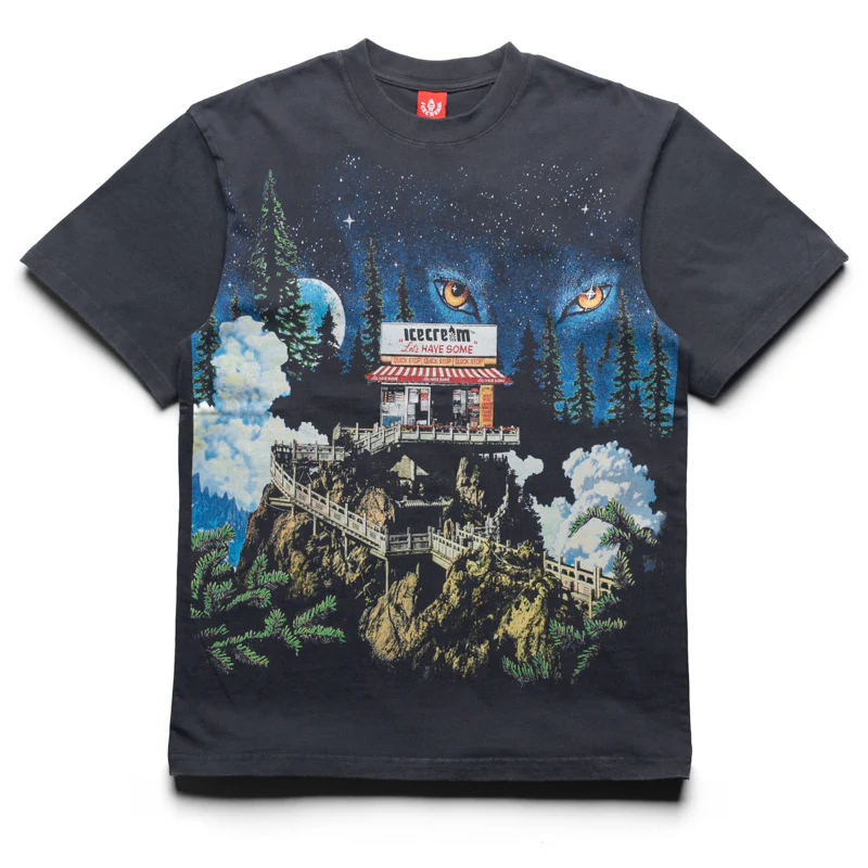 Ice Cream Pagoda Knit Tee - Charcoal Art