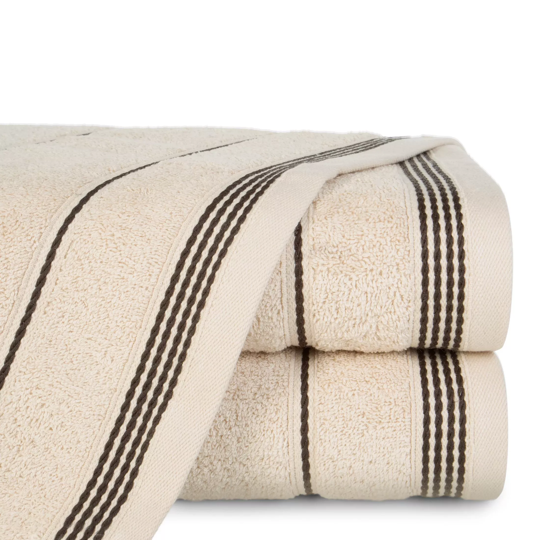 Ręcznik kąpielowy 50x90 cm bawełniany kolor beżowy ze stębnowaną bordiurą 500 g/m2 MIRA