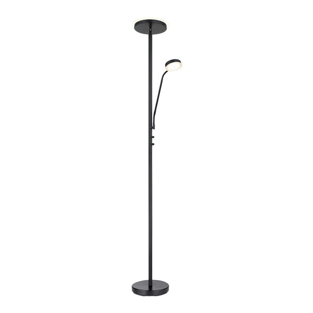 TEO - Lampadaire modeno noir mat avec 2 lumières et bras de lecture réglable