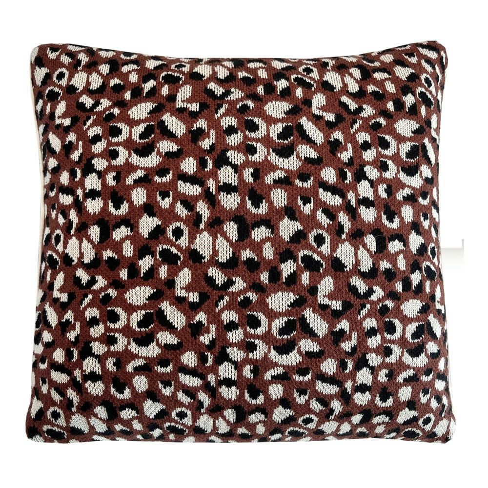 TRICOTÉ - Coussin tricoté pois noir 50x50