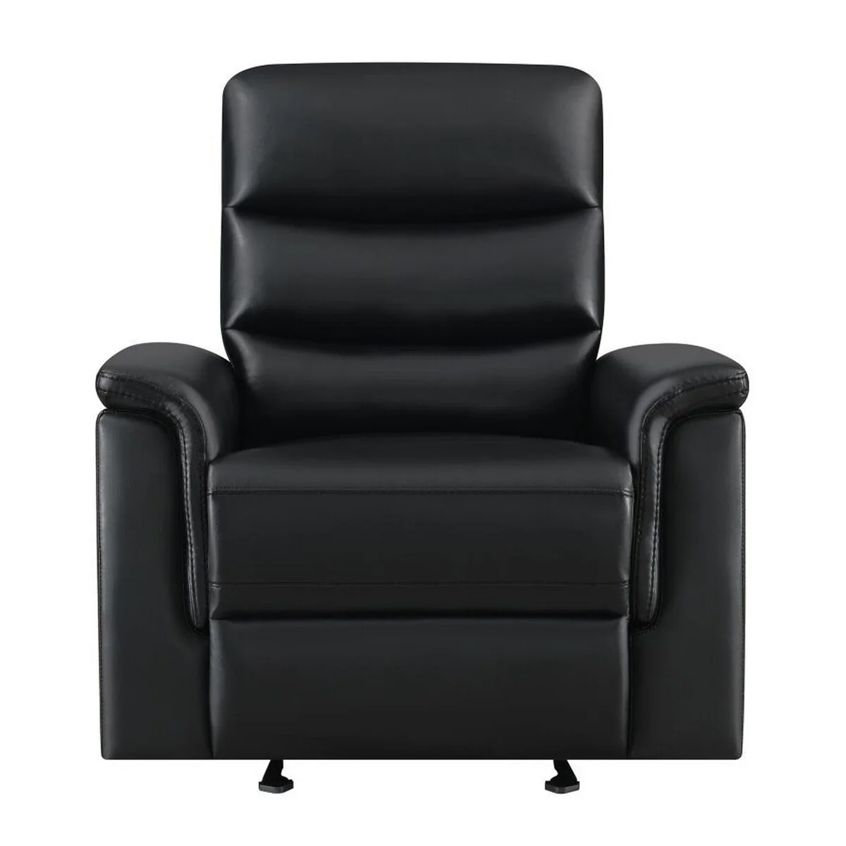 Glider Recliner with Channel Tufted Back, Black