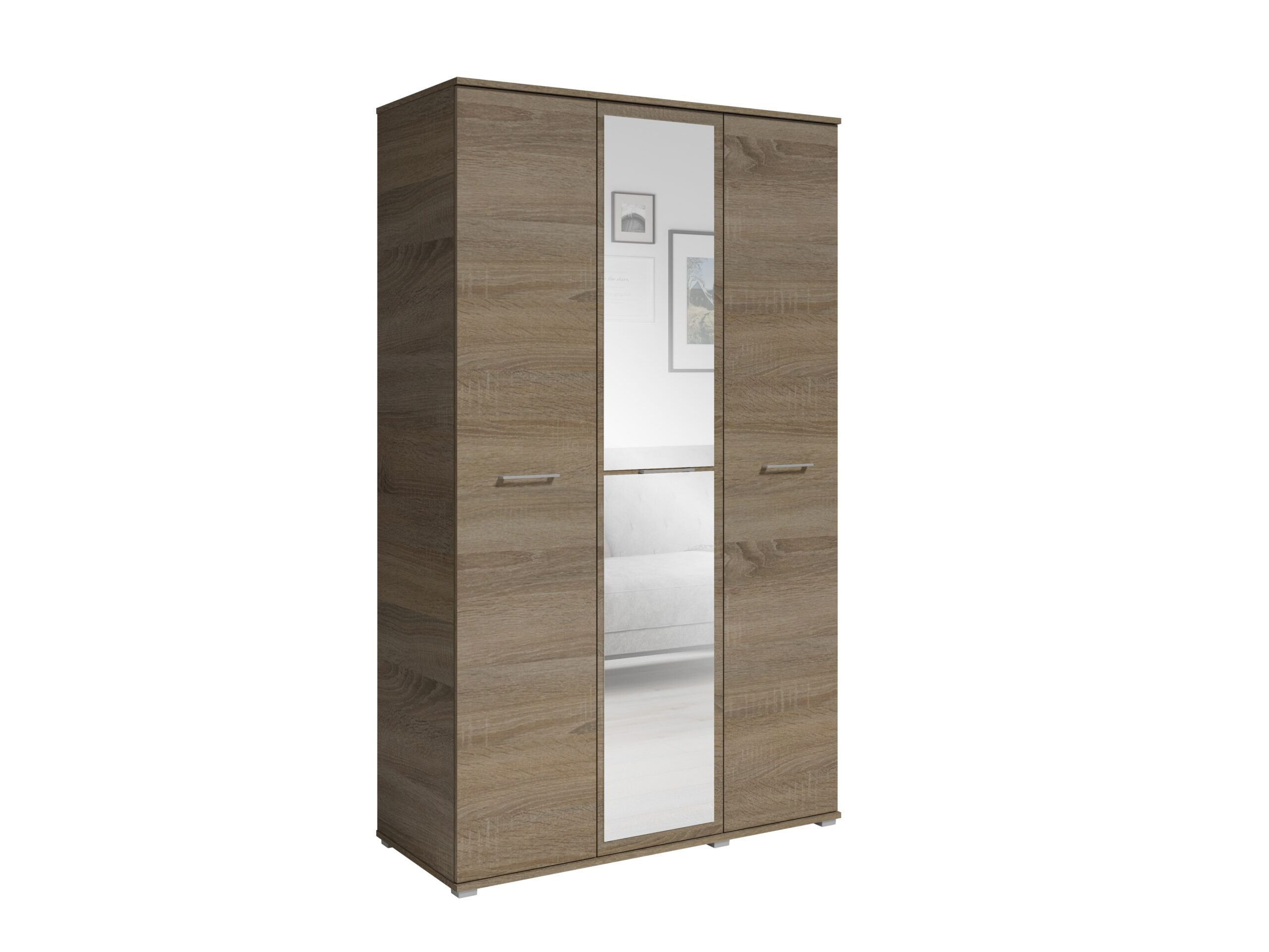 Szafa Otwierana Trzydrzwiowa LUSTRO 120cm x 200cm TRUFLA | Półki   Wieszak
