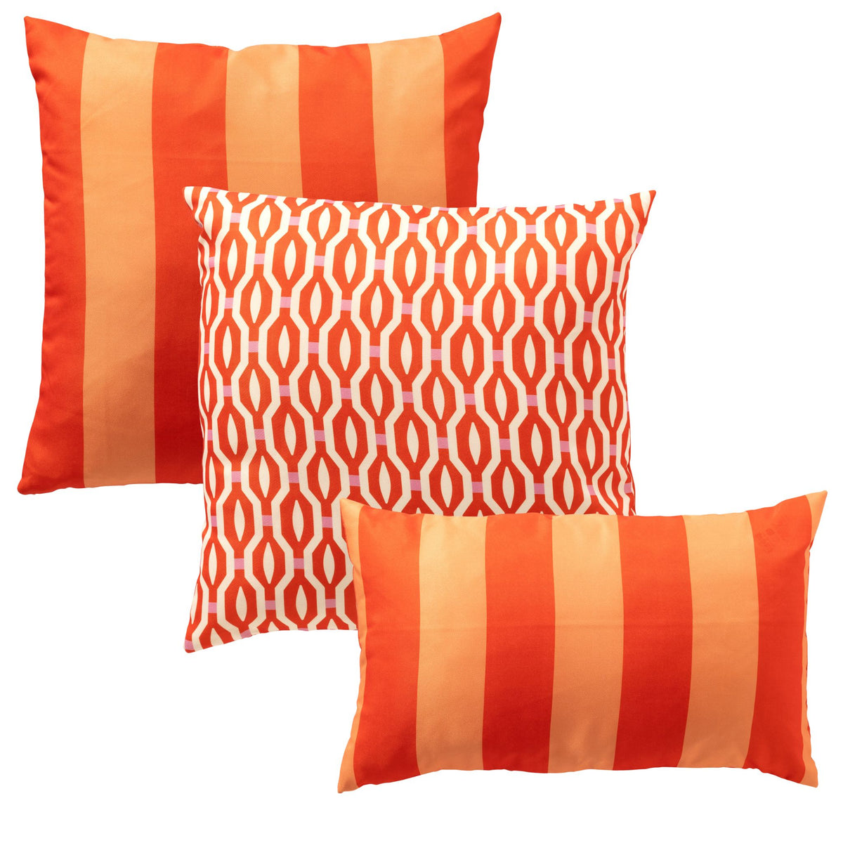 KUSSENSET - 3-delig - Rocket - 45x45 cm, 30x50 cm - inclusief binnenkussens - oranje, rood