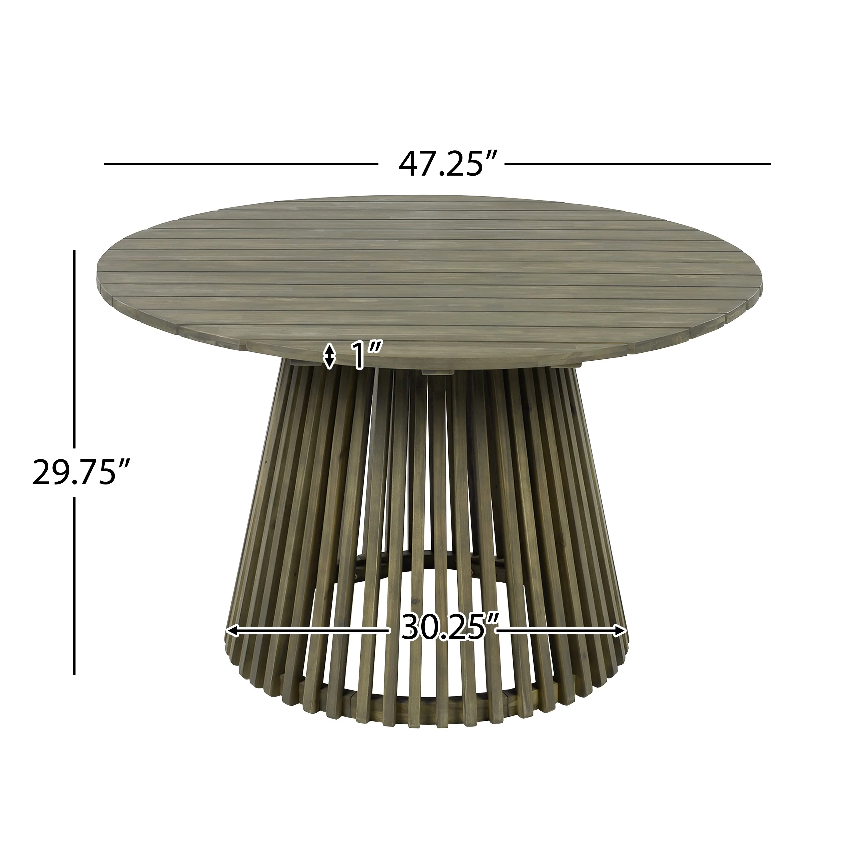 Outdoor Acacia Wood Patio Dining Table, 47.25-inch extra-large round dining table,for Backyard, Lawn, Balcony,Grey Finish