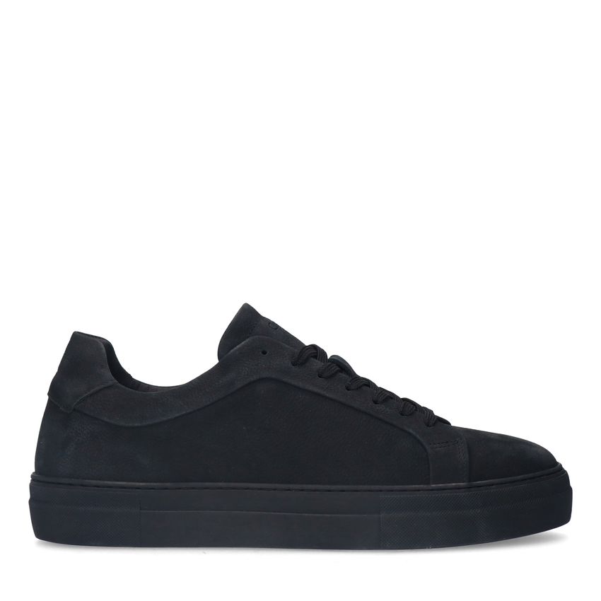 Manfield Zwarte nubuck sneakers