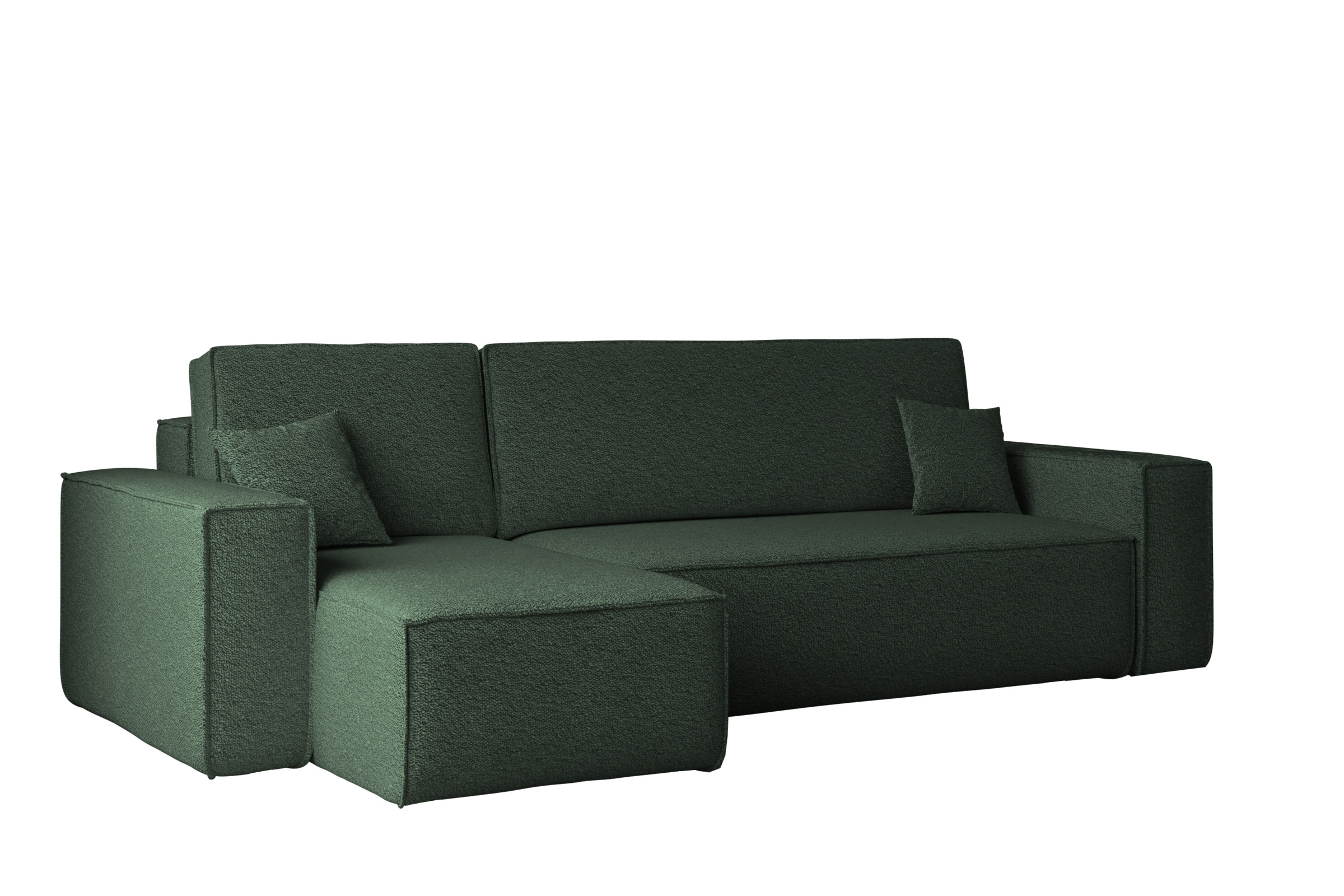 Sofa w kształcie L BEST, tkanina Abriamo, Ciemnozielony Lewostronny