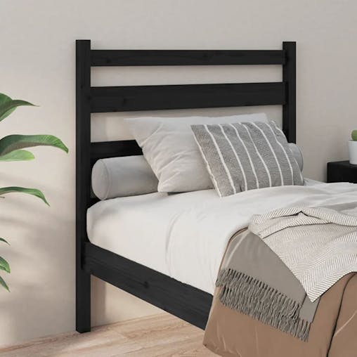 NNEVL Bed Headboard Black 96x4x100 cm Solid Wood Pine